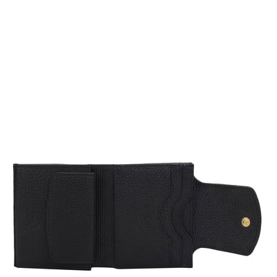 Wax Leather Ladies Wallet - Black