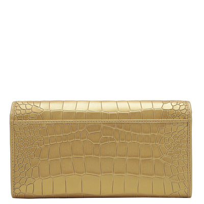 Croco Leather Ladies Wallet - Gold