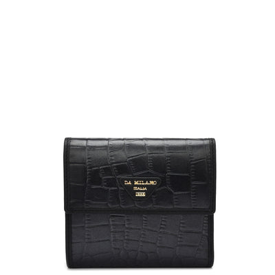 Croco Leather Ladies Wallet - Black