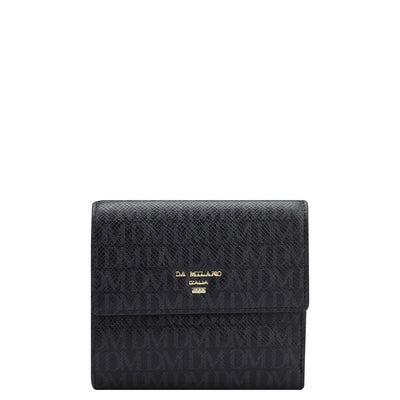 Monogram Leather Ladies Wallet - Black