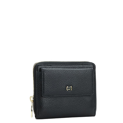 Wax Leather Ladies Wallet - Black