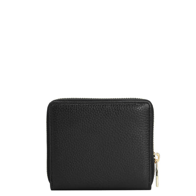 Wax Leather Ladies Wallet - Black