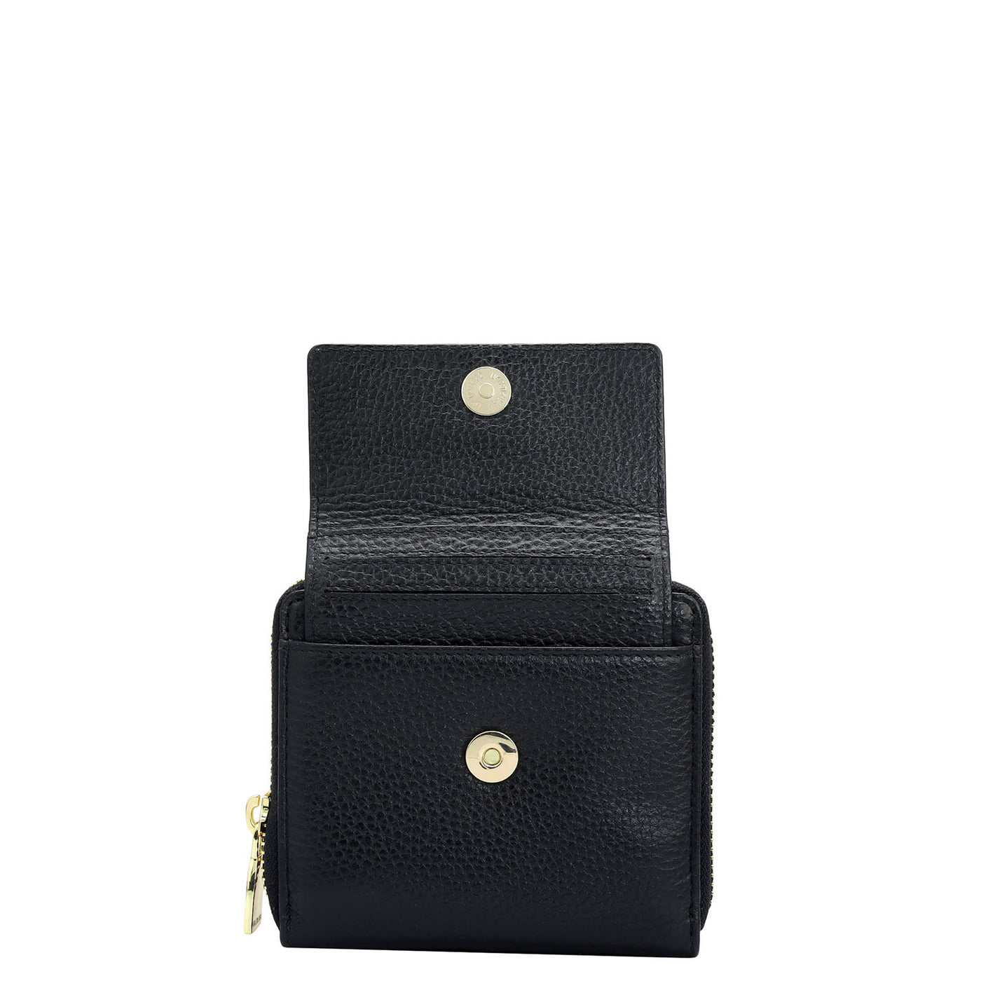 Wax Leather Ladies Wallet - Black