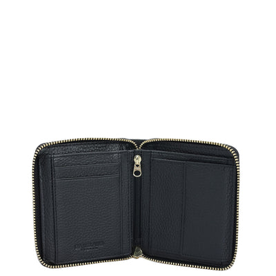 Wax Leather Ladies Wallet - Black