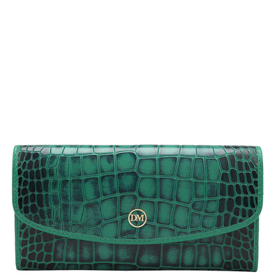 Croco Leather Ladies Wallet - Green