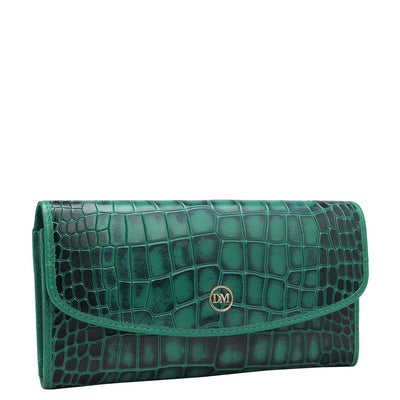 Croco Leather Ladies Wallet - Green