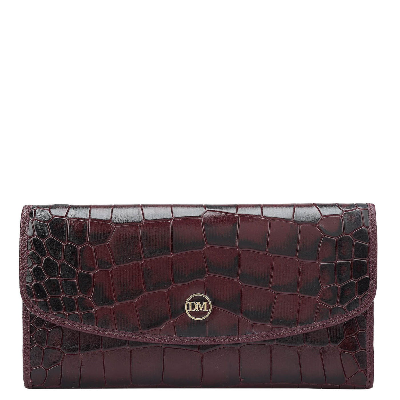 Croco Leather Ladies Wallet - Wine