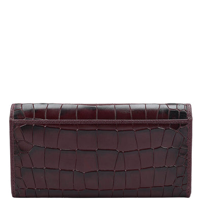 Croco Leather Ladies Wallet - Wine