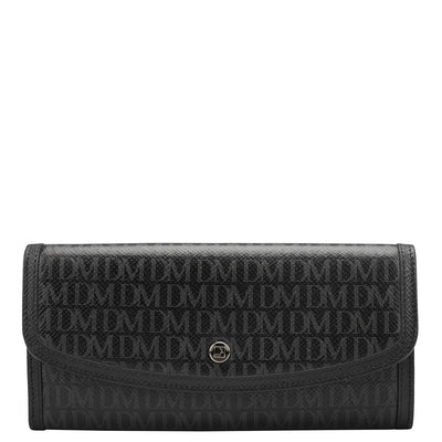 Monogram Leather Ladies Wallet - Black