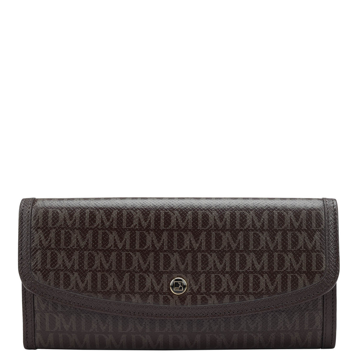 Monogram Leather Ladies Wallet - Chocolate