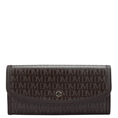 Monogram Leather Ladies Wallet - Chocolate