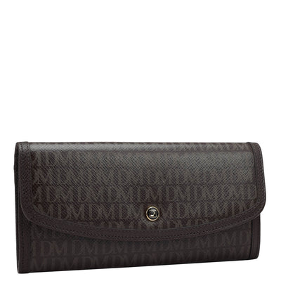 Monogram Leather Ladies Wallet - Chocolate