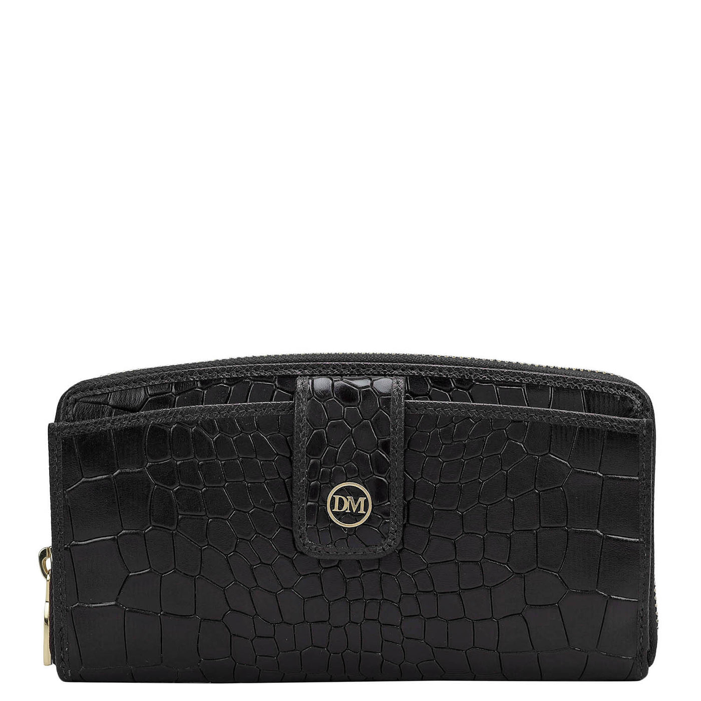 Croco Leather Ladies Wallet - Black