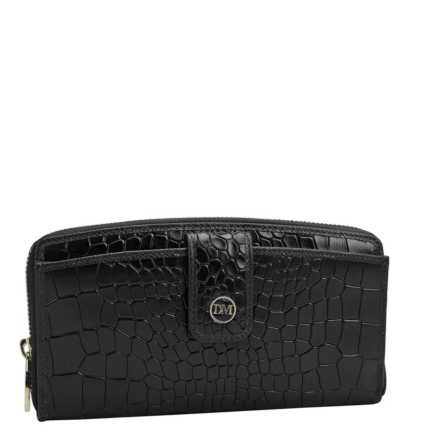 Croco Leather Ladies Wallet - Black