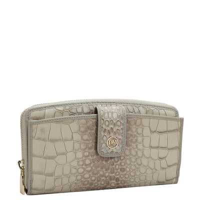 Croco Leather Ladies Wallet - Frost