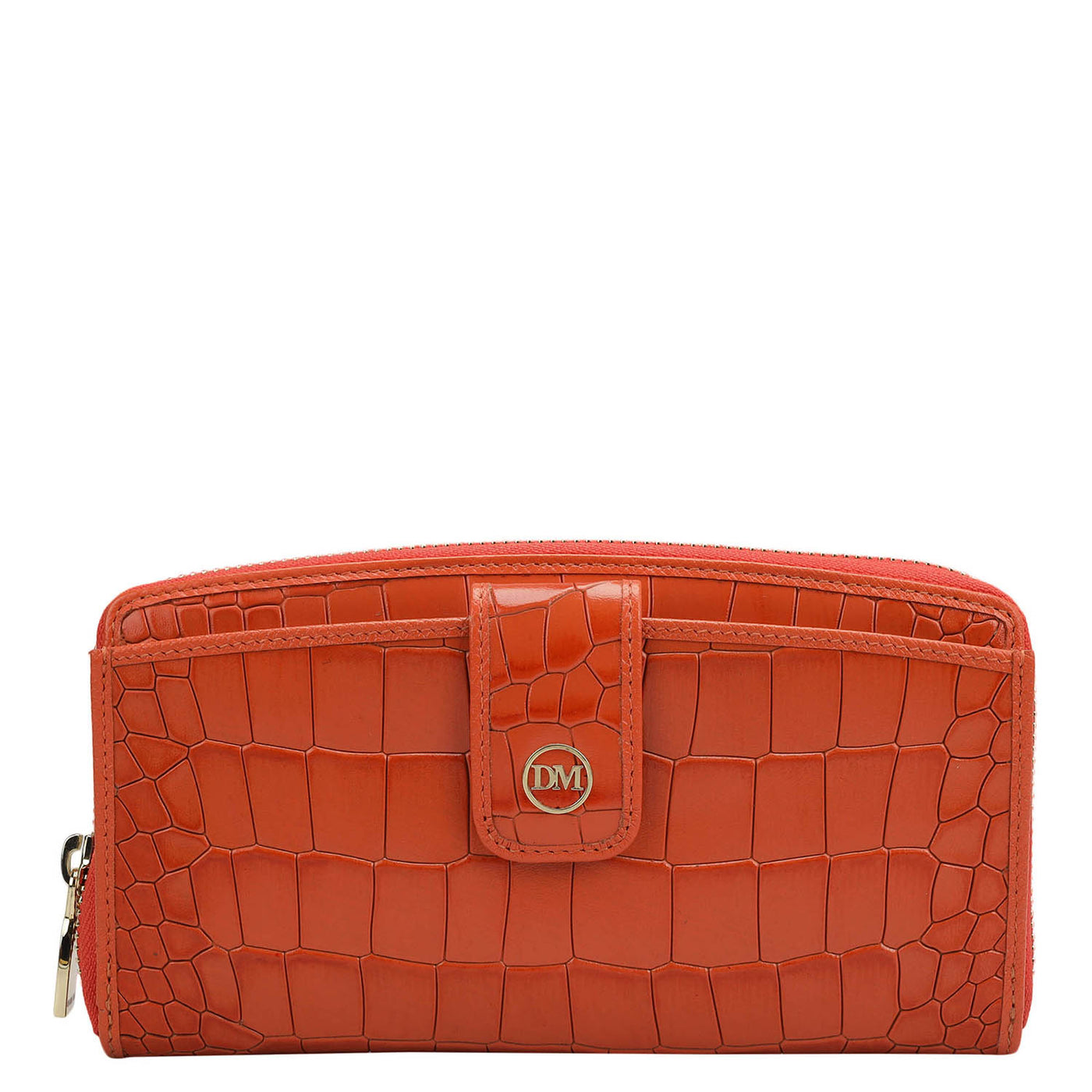 Croco Leather Ladies Wallet - Pumpkin