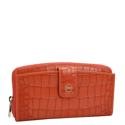 Croco Leather Ladies Wallet - Pumpkin