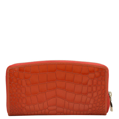 Croco Leather Ladies Wallet - Pumpkin