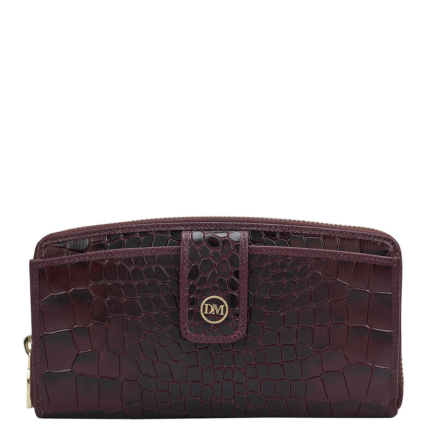 Croco Leather Ladies Wallet - Wine