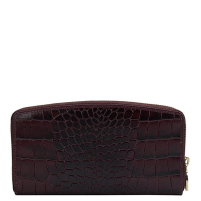 Croco Leather Ladies Wallet - Wine