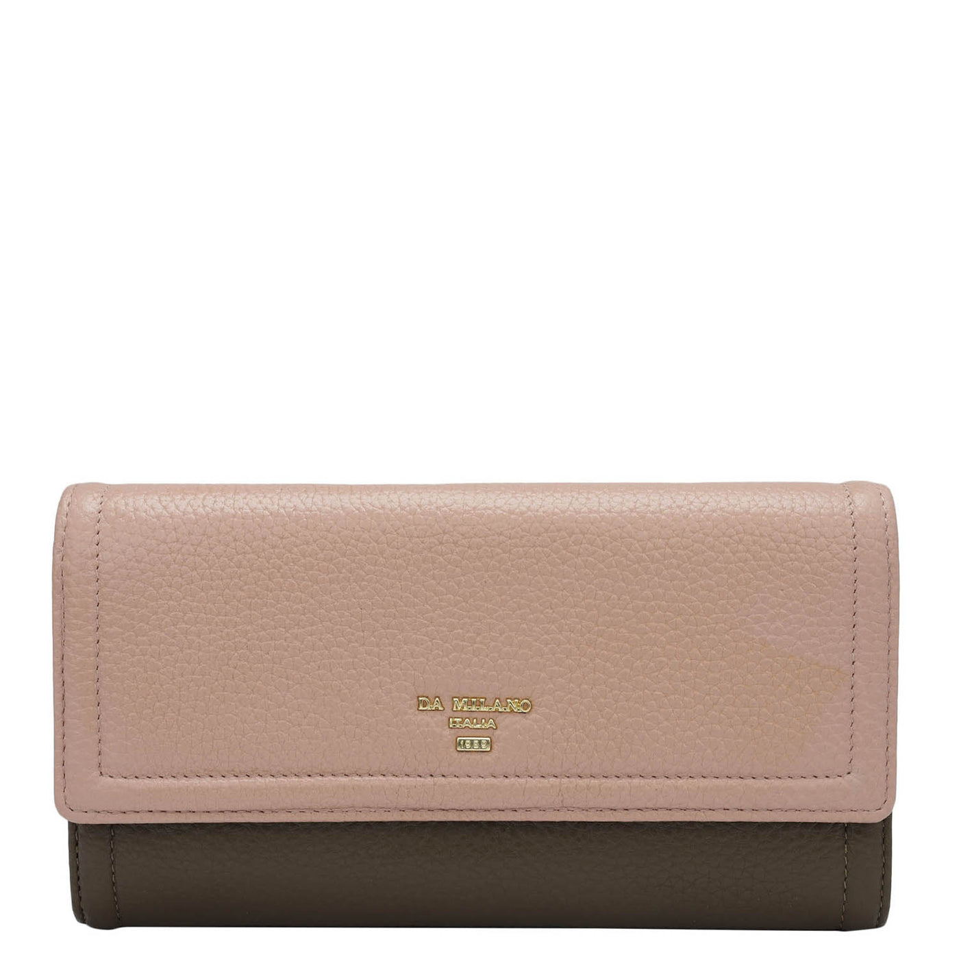 Wax Leather Ladies Wallet - Baby Pink & Moss