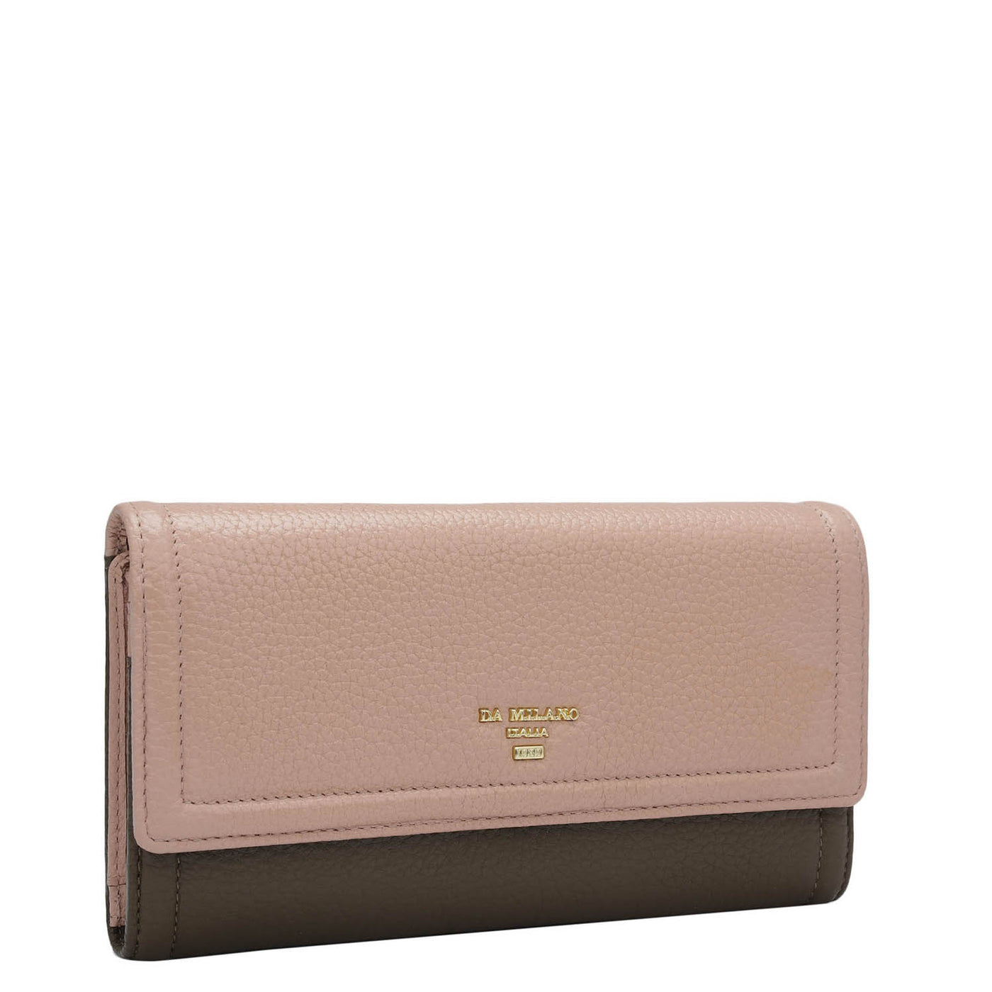 Wax Leather Ladies Wallet - Baby Pink & Moss