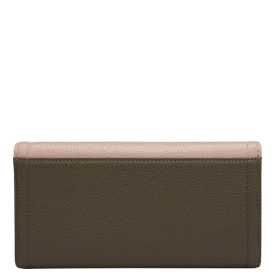 Wax Leather Ladies Wallet - Baby Pink & Moss