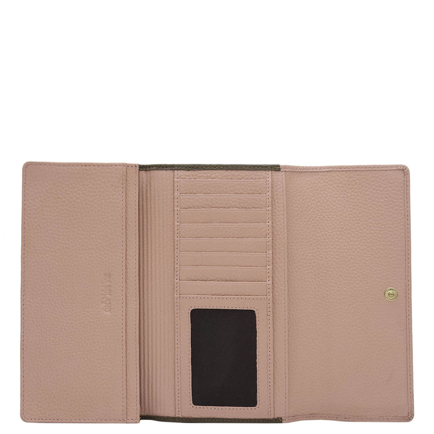 Wax Leather Ladies Wallet - Baby Pink & Moss