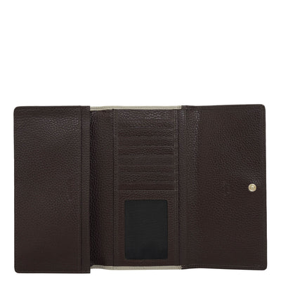 Wax Leather Ladies Wallet - Chocolate & Khaki