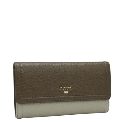 Wax Leather Ladies Wallet - Moss & Khaki