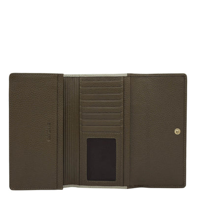 Wax Leather Ladies Wallet - Moss & Khaki