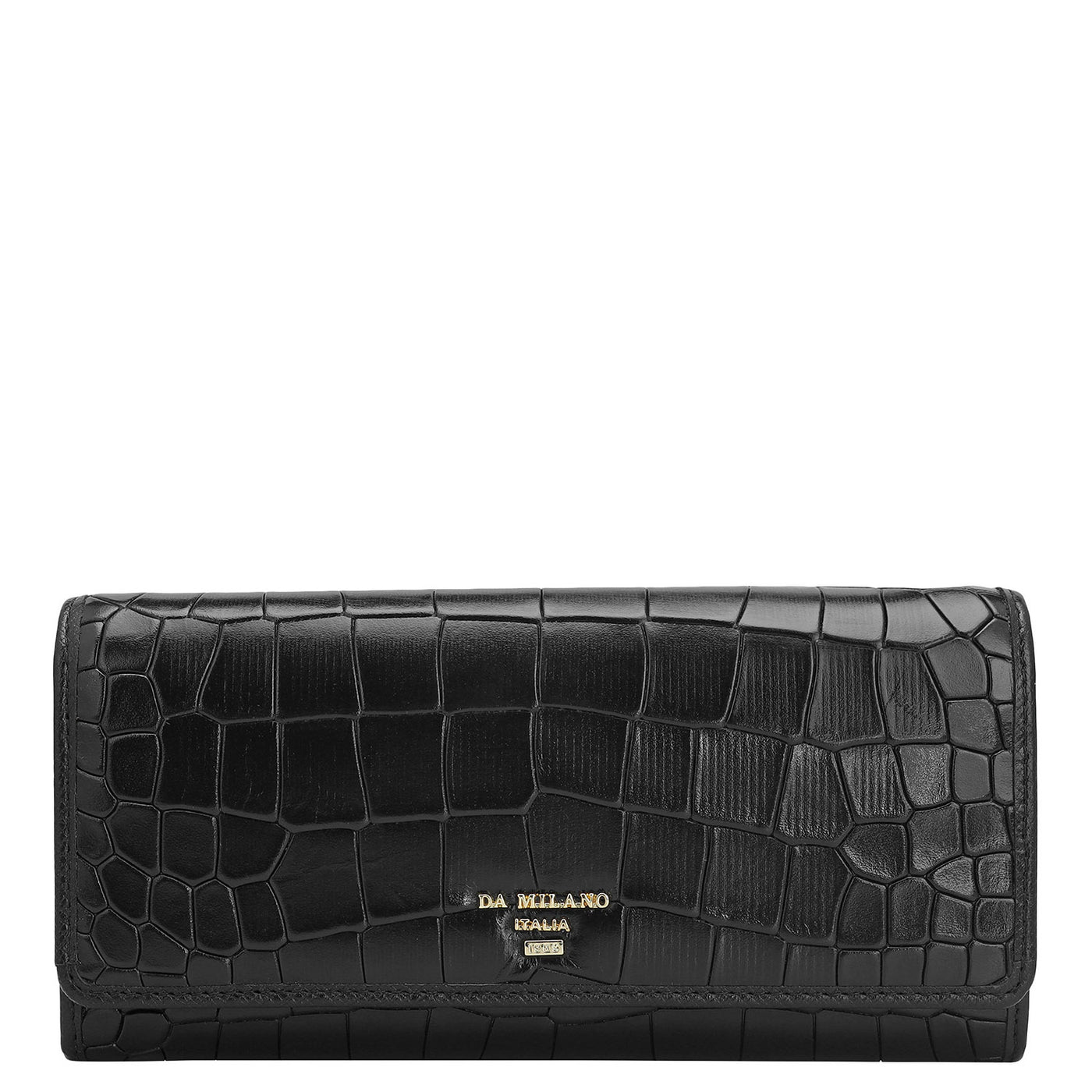 Croco Leather Ladies Wallet - Black