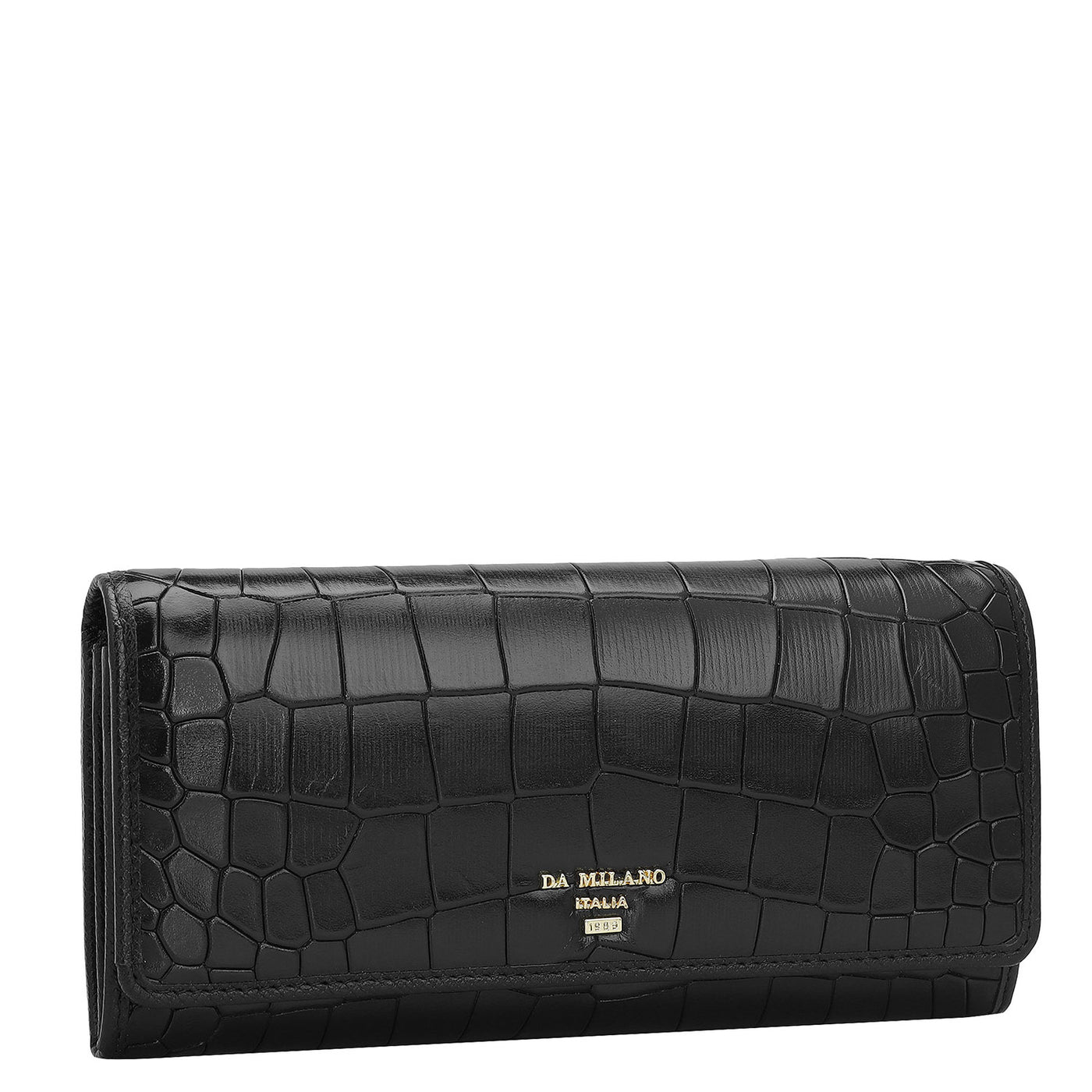 Croco Leather Ladies Wallet - Black