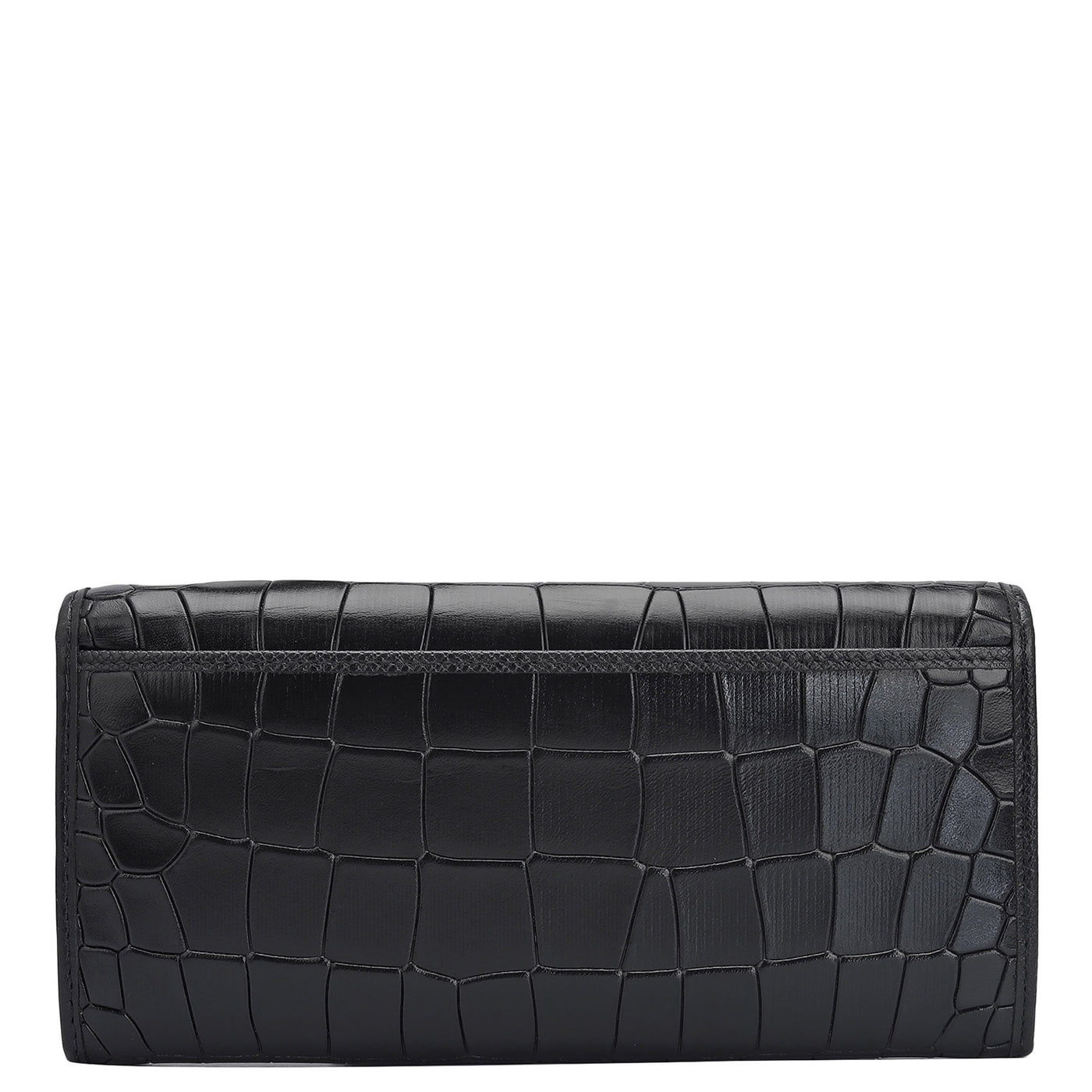 Croco Leather Ladies Wallet - Black