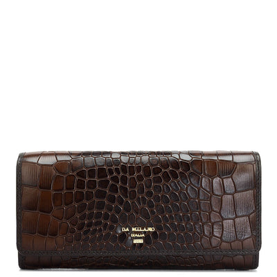 Croco Leather Ladies Wallet - Brown