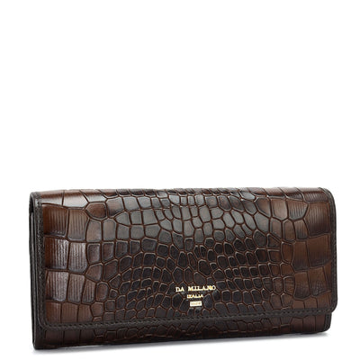 Croco Leather Ladies Wallet - Brown