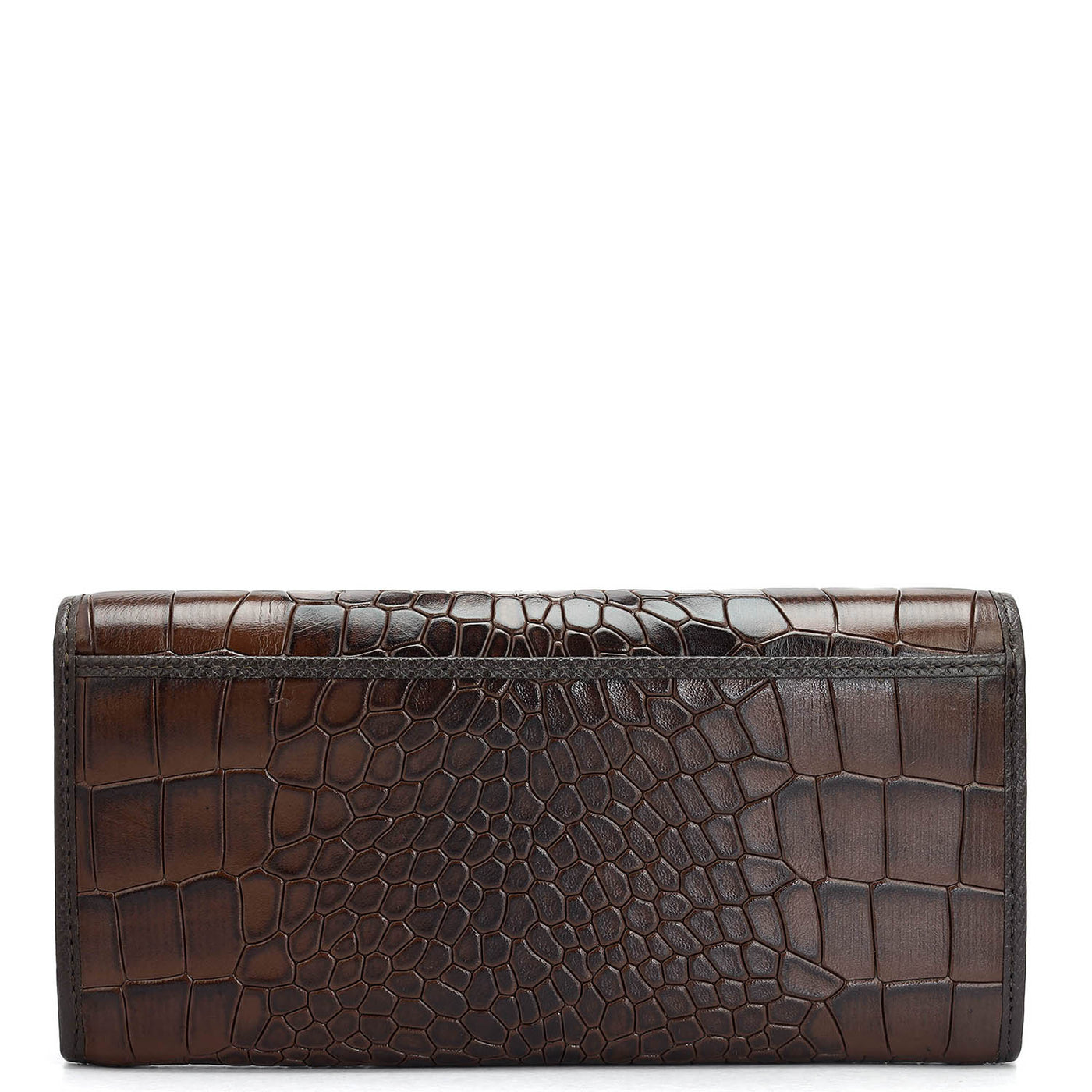 Croco Leather Ladies Wallet - Brown