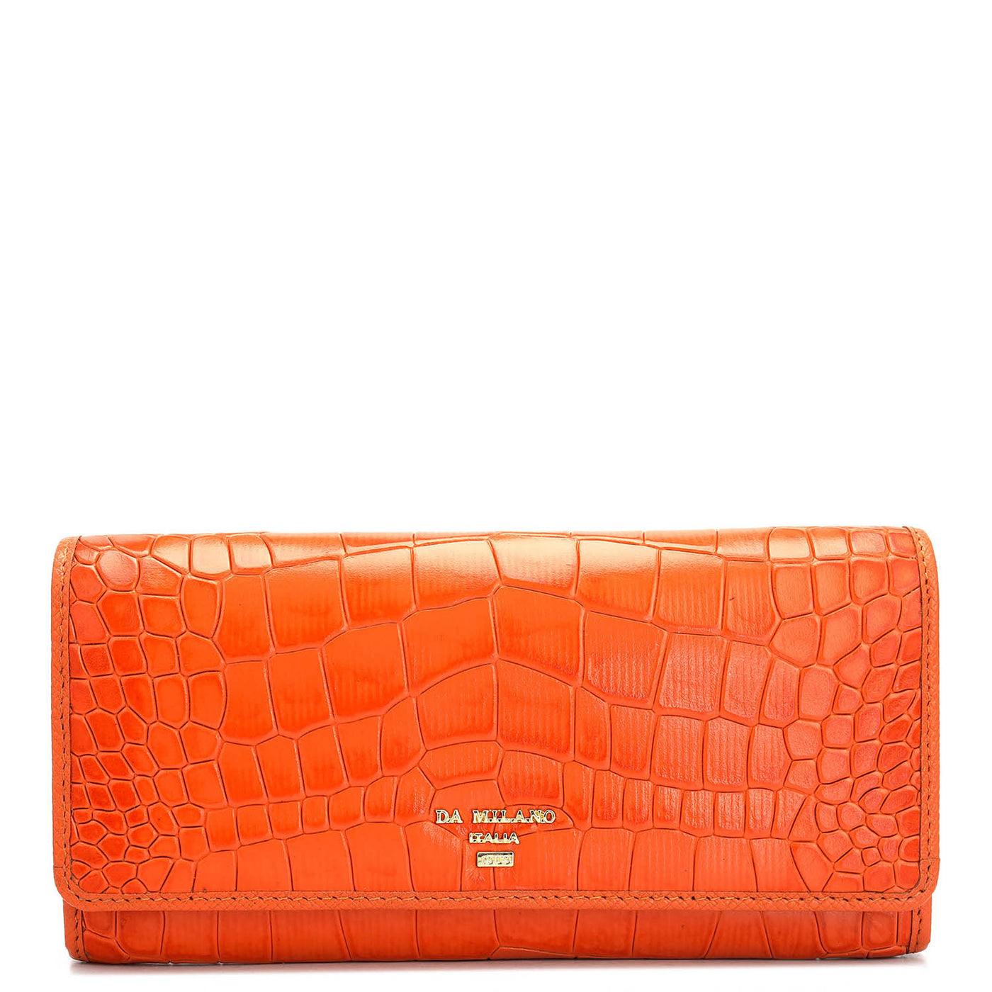 Croco Leather Ladies Wallet - Pumpkin