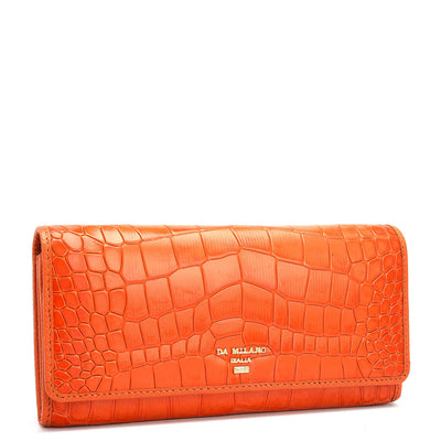 Croco Leather Ladies Wallet - Pumpkin