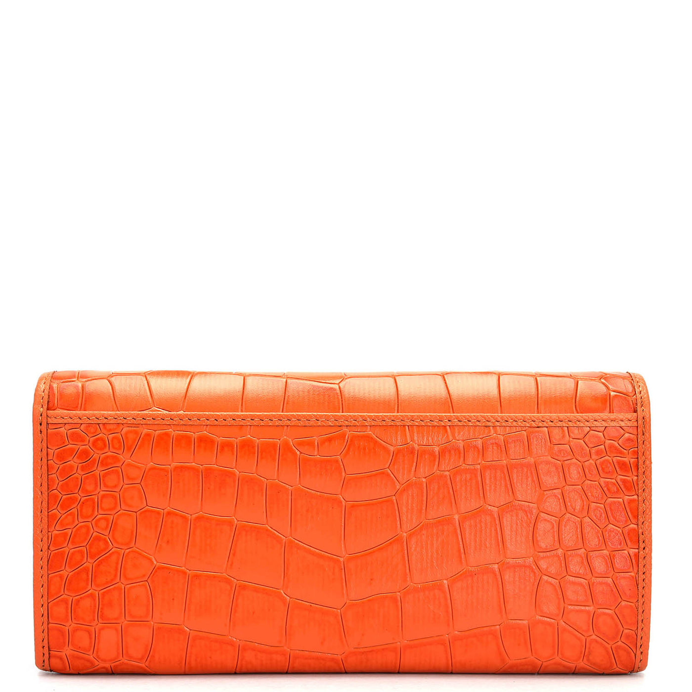 Croco Leather Ladies Wallet - Pumpkin