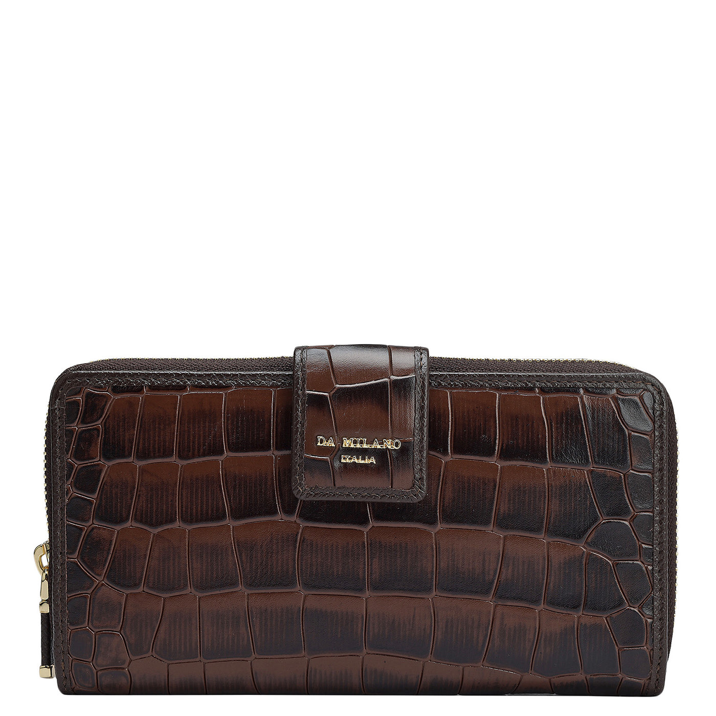 Croco Leather Ladies Wallet - Brown