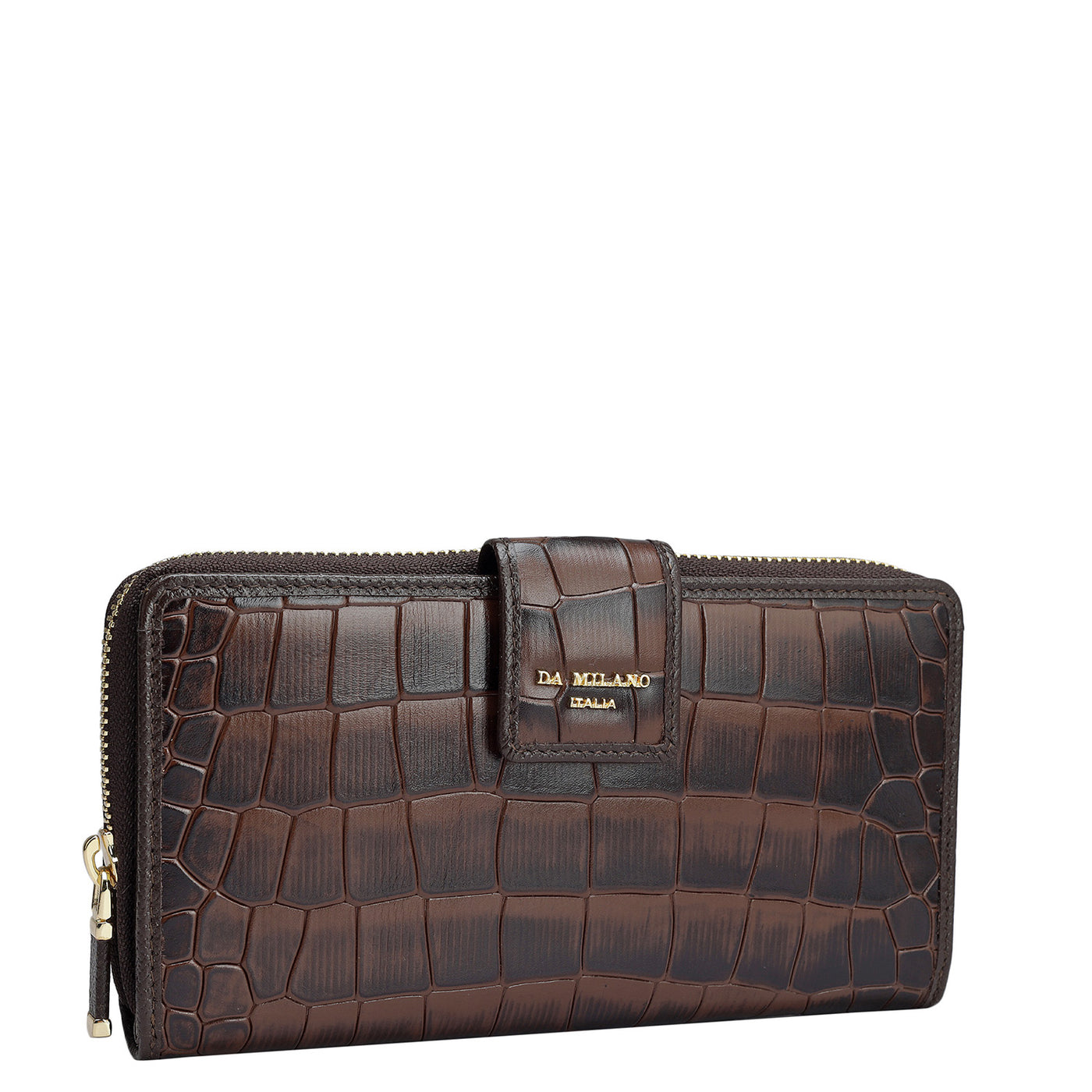 Croco Leather Ladies Wallet - Brown