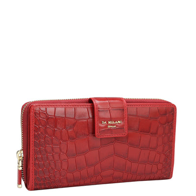 Croco Leather Ladies Wallet - Red