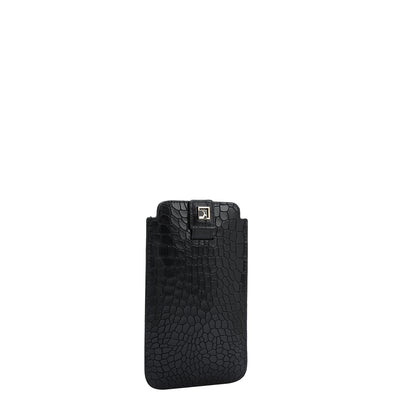 Croco Leather Mobile Case - Black