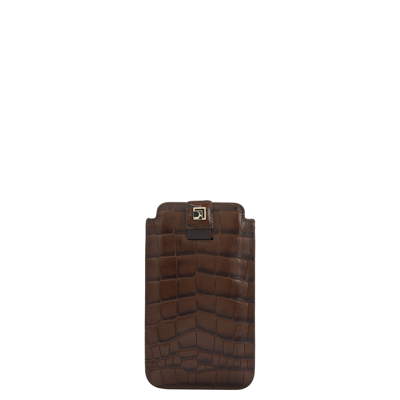 Croco Leather Mobile Case - Brown