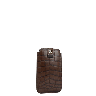 Croco Leather Mobile Case - Brown