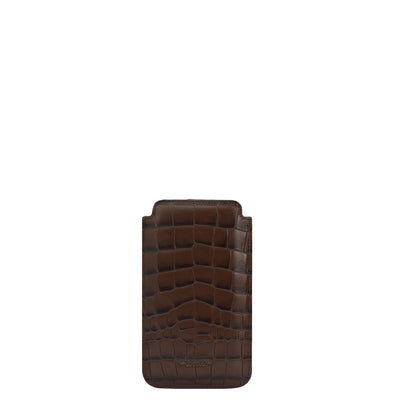 Croco Leather Mobile Case - Brown