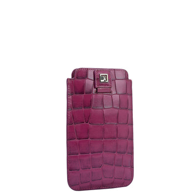 Croco Leather Mobile Case - Orchid