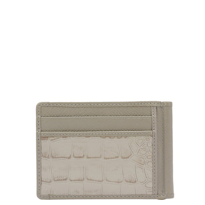 Croco Franzy Leather Money Clip - Frost