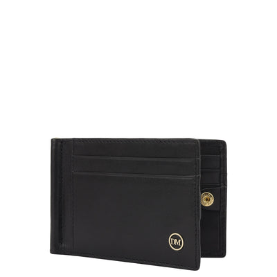 6 Slots Leather Money Clip - Black